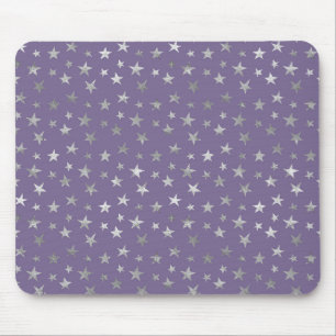 Alfombrilla De Ratón Estrellas Plateadas Purpura