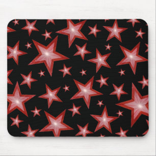 Alfombrilla De Ratón Estrellas rojas muda negra