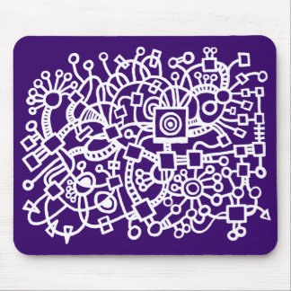 Alfombrilla De Ratón Estructura abstracta - Blanco sobre morado profund