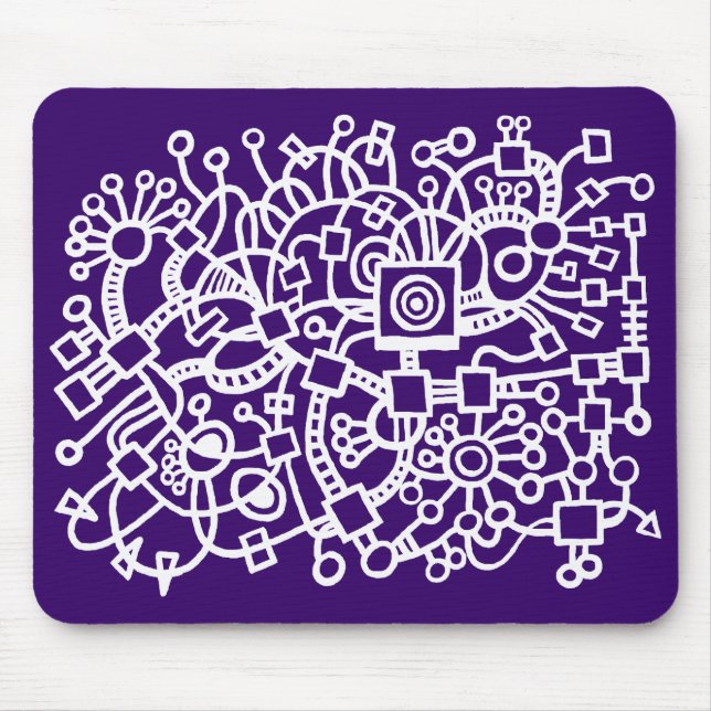 Alfombrilla De Ratón Estructura abstracta - Blanco sobre morado profund (Frente)