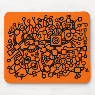 Alfombrilla De Ratón Estructura abstracta - Negro sobre Naranja