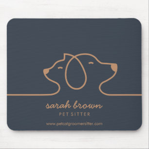 Alfombrilla De Ratón Estudio de mascotas Lineart de perro gato marrón n