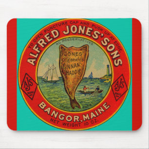 Alfombrilla De Ratón etiqueta Alfred Jones Sons Finnan Haddie, 1900