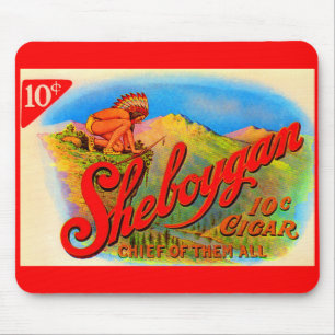 Alfombrilla De Ratón Etiqueta de cigarros de Sheboygan de los años 1920
