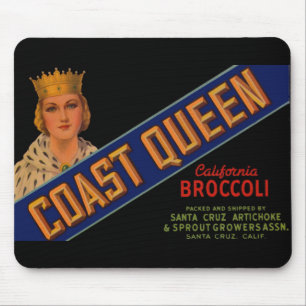 Alfombrilla De Ratón Etiqueta del crate Queen brócoli de la costa de lo