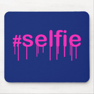 Alfombrilla De Ratón Etiqueta Selfie Drooling on blue
