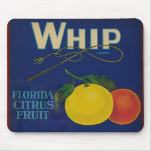 Alfombrilla De Ratón Etiqueta Vintage de cítricos de color blanco