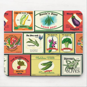 Alfombrilla De Ratón Etiquetas vintage de productos enlatados-Verduras