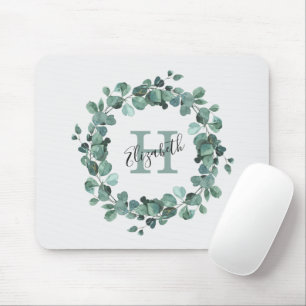 Alfombrilla De Ratón Eucalyptus Greenery Monograma Personalizado Mouse