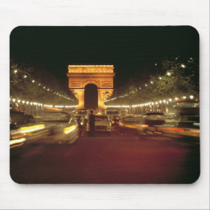 Alfombrilla De Ratón Europa, Francia, París. Tráfico nocturno apresurad