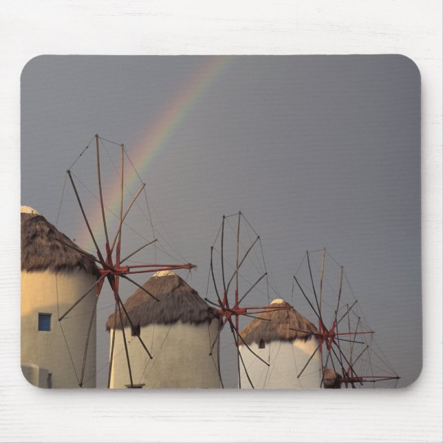 Alfombrilla De Ratón Europa, Grecia, Mykonos. molino de viento con arco (Frente)