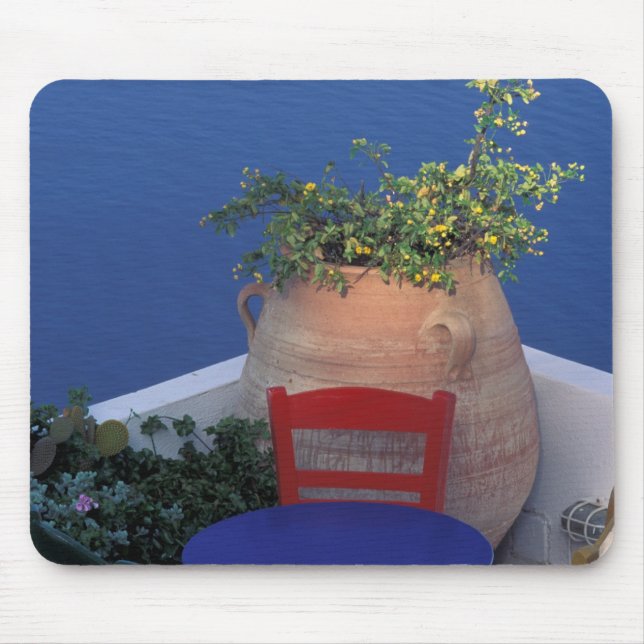 Alfombrilla De Ratón Europa, Grecia, Santorini. Terraza con la opinión (Frente)