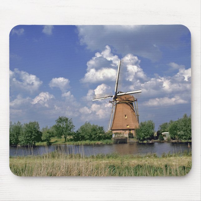 Alfombrilla De Ratón Europa, Países Bajos, Kinerdijk. Un molino de vien (Frente)
