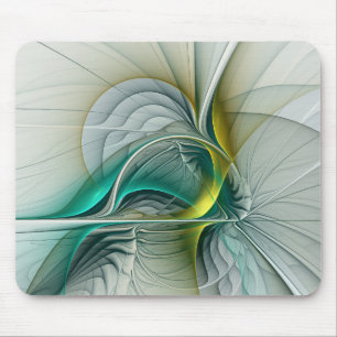 Alfombrilla De Ratón Evolución fractal, arte abstracto de turquesa dora