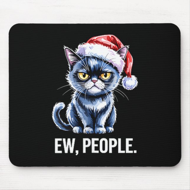 Alfombrilla De Ratón Ew People Black Cat Christmas Funny Introvert Holi (Frente)