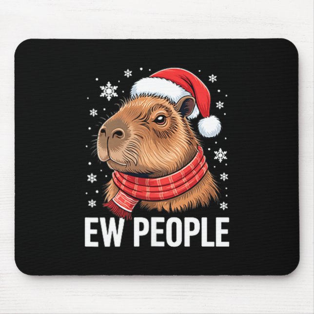 Alfombrilla De Ratón Ew People Capybara Christmas Funny Introvert Holid (Frente)