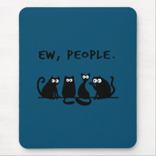 Alfombrilla De Ratón Ew People Funny Meowy Gatos Negros