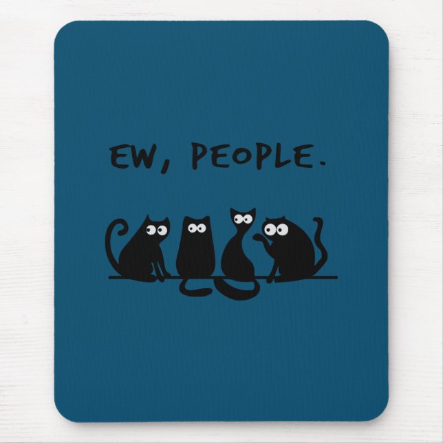 Alfombrilla De Ratón Ew People Funny Meowy Gatos Negros (Frente)