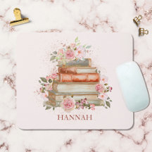 Ex libris con monograma y rosas rosadas vintage