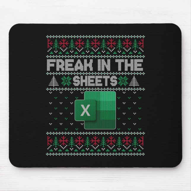 Alfombrilla De Ratón Excel Freak In The Sheets Spreadsheet Ugly Sweater (Frente)