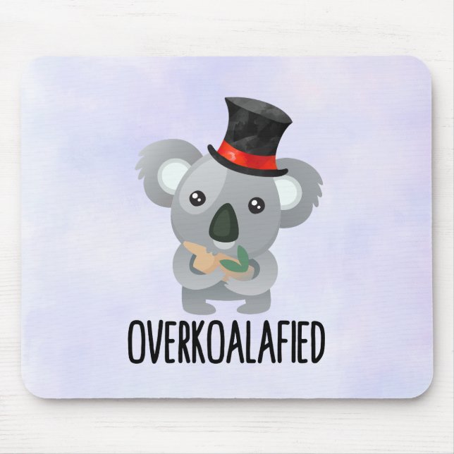 Alfombrilla De Ratón Excesivamente poun lindo Koala en el sombrero supe (Frente)