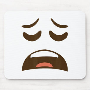 Alfombrilla De Ratón Exhausto Cara Cansada Emoticon Vestido Fácil Hallo