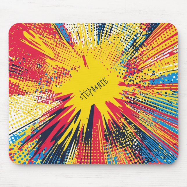Alfombrilla De Ratón Explosión de arte pop de estilo cómico (3) (Frente)