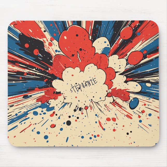 Alfombrilla De Ratón Explosión de arte pop de estilo cómico (4) (Frente)