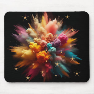 Alfombrilla De Ratón Explosión de Polvo Colorido Vibrante y Estrellas M