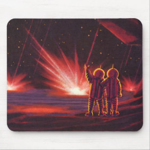 Alfombrilla De Ratón Explosión del planeta rojo alienígena de ciencia f