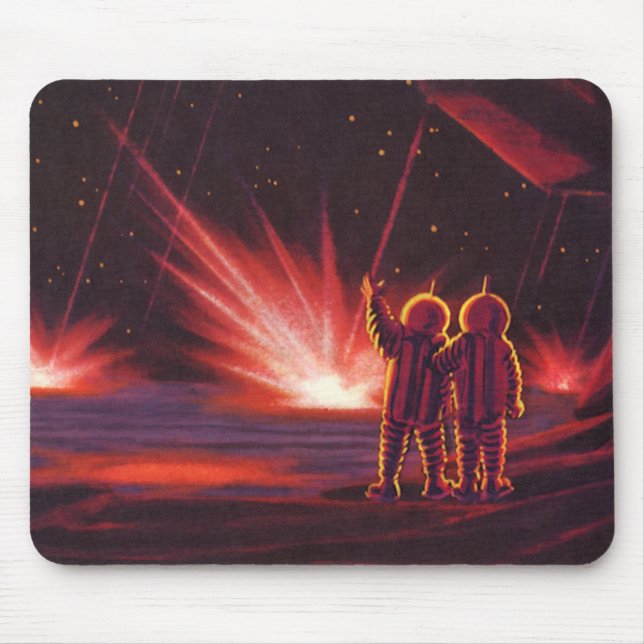 Alfombrilla De Ratón Explosión del planeta rojo alienígena de ciencia f (Frente)