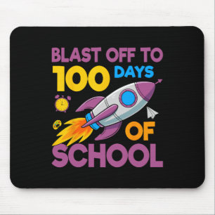 Alfombrilla De Ratón Explosión Escolar 100 Días Cohete Espacial Niños E