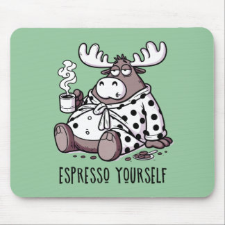 Alfombrilla De Ratón Exprésate con Humor Alce Dormilón Amante del Café