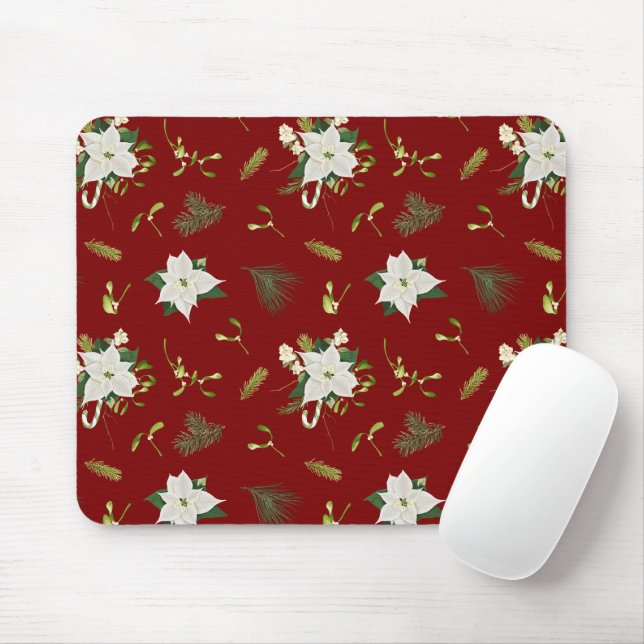 Alfombrilla De Ratón Eye Catching Floral Pattern Deep Red Mouse Pad (Con ratón)