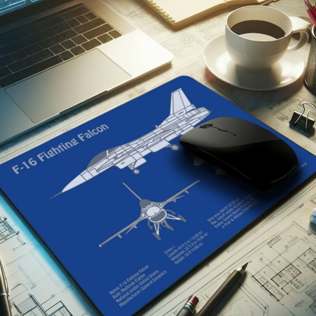 Alfombrilla De Ratón F-16 Fighting Falcon - Airplane Blueprint Plan ABD (Subido por el creador)