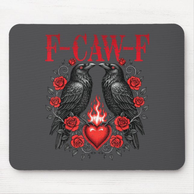Alfombrilla De Ratón F-caw-f Black Crow Black Bird Roses Heart Funny Va (Frente)