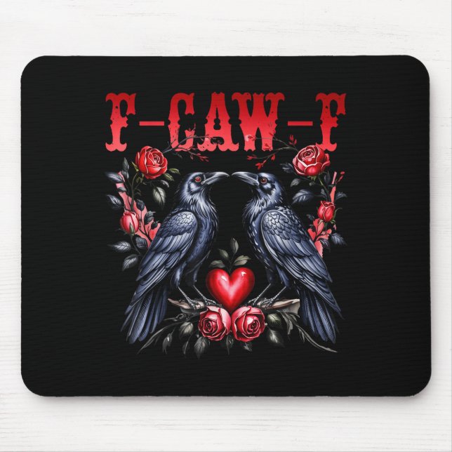 Alfombrilla De Ratón F-caw-f Black Crow Black Bird Roses Heart Funny Va (Frente)
