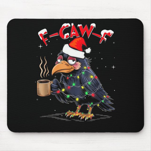 Alfombrilla De Ratón F-caw-f Christmas Crow Xmas Goth Lights Santa Hat  (Frente)