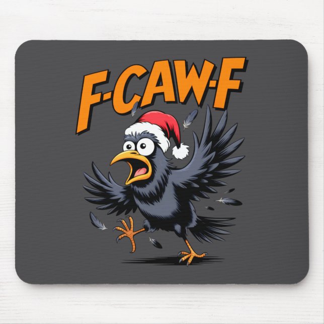 Alfombrilla De Ratón F-caw-f Crow Quote Meme - Funny Christmas Raven Hu (Frente)