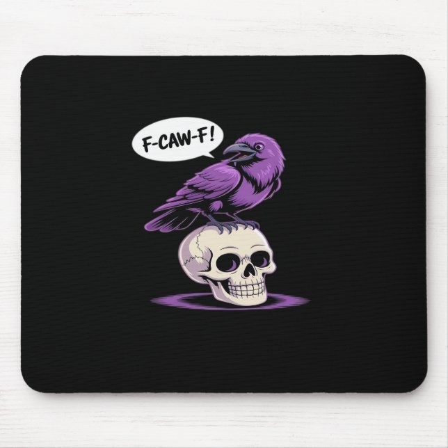 Alfombrilla De Ratón F-Caw-F Crow Skull Halloween Humor Graphic Design  (Frente)