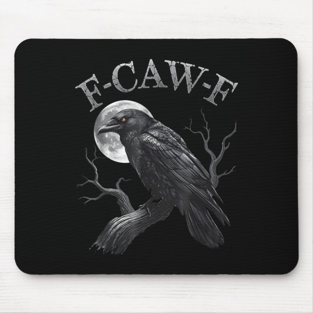 Alfombrilla De Ratón F Caw F Dark Full Moon Crown Bird Raven Halloween (Frente)