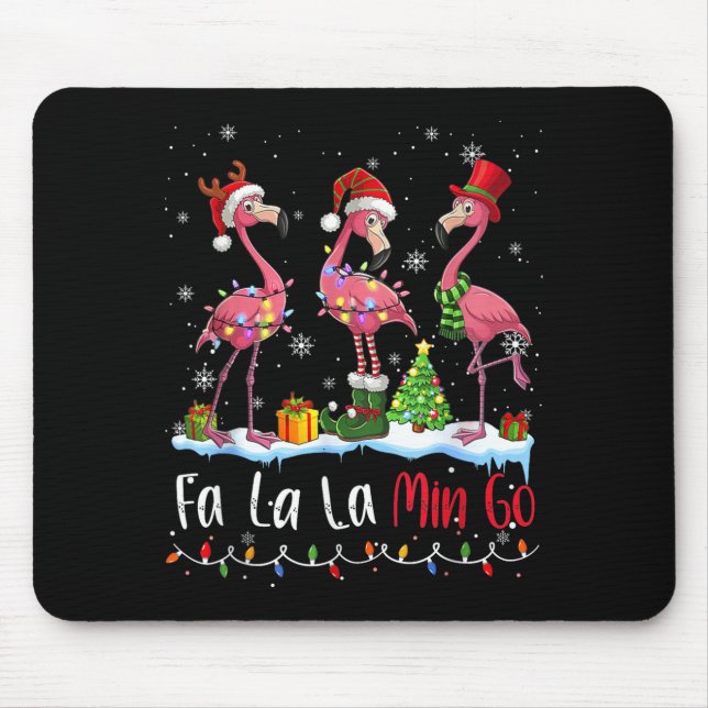 Alfombrilla De Ratón Fa La La La Mingo Flamingo Christmas Lover  (Frente)