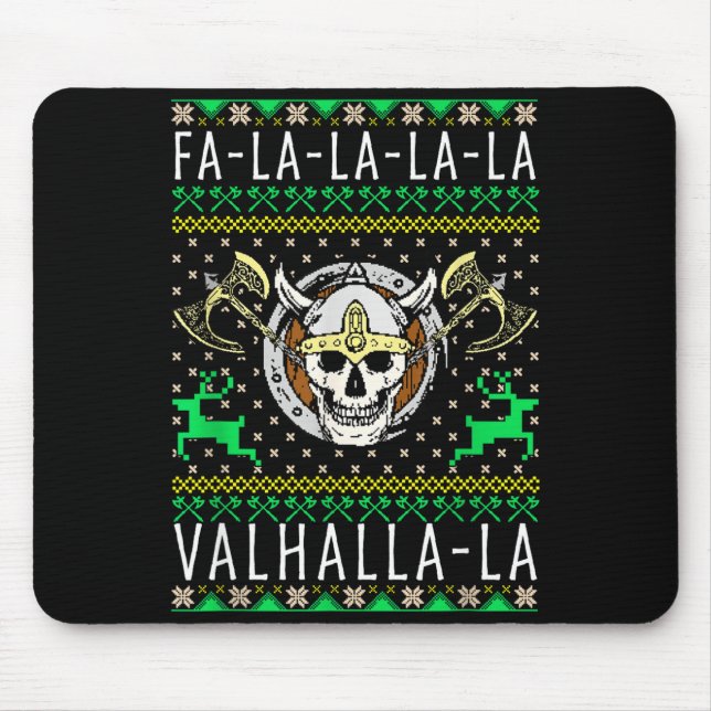Alfombrilla De Ratón Fa-la-la-la Valhalla-la Viking God Ugly Christmas  (Frente)
