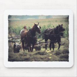 Alfombrilla De Ratón Fabricación del heno con los caballos