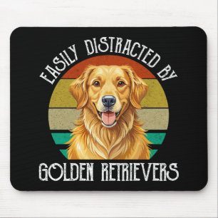 Alfombrilla De Ratón Fácilmente Distraído Por Golden Retrievers