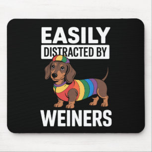 Alfombrilla De Ratón Fácilmente Distraído Por Weiners LGBTQ Arcoíris Ga