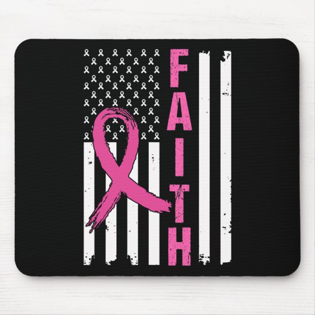Alfombrilla De Ratón Faith Breast Cancer Awareness Pink Ribbons America (Frente)
