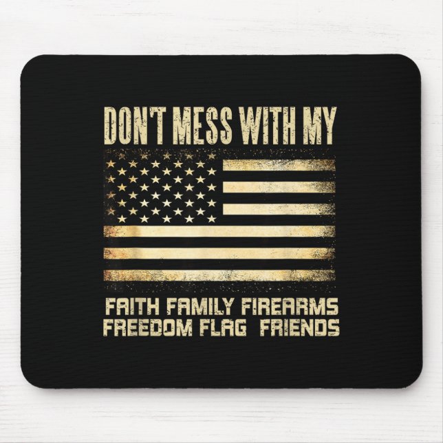 Alfombrilla De Ratón Faith Family Firearms Dom Flag Friends American  (Frente)