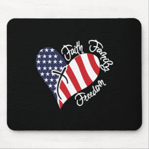 Alfombrilla De Ratón Faith Family Freedom Heart Christian Patriotic 4.