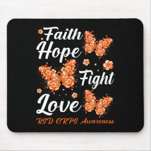 Alfombrilla De Ratón Faith Hope Fight Love RSD CRPS Awareness Butterfly
